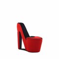 Ore International 32.86 in. RED W/ BLACK SOLE HIGH HEEL STORAGE CHAIR HB4357R